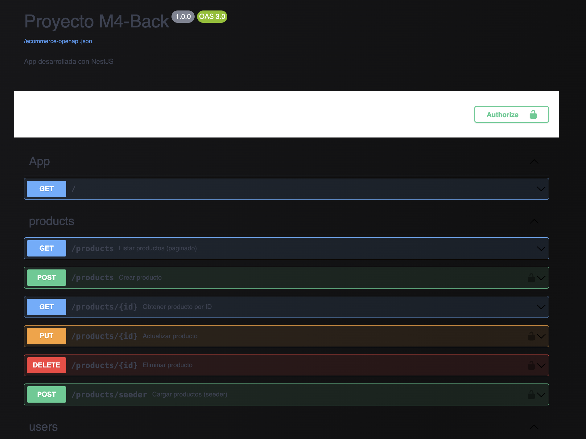 Swagger UI — E-commerce Backend API